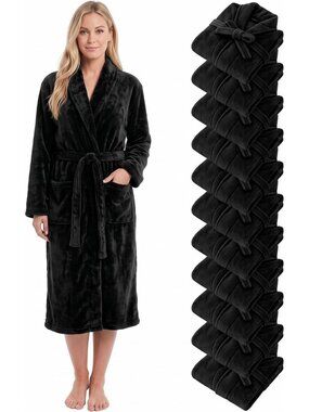 Cozy Plush Long Robe with Shawl Collar | Soft Warm Spa & Hotel Bathrobe